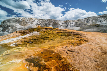 The mammoth hot spring in Yellowstone National Park, Wyoming.