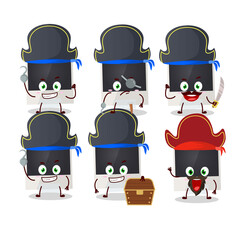 Cartoon character of black polaroid with various pirates emoticons