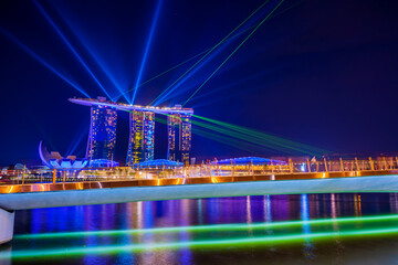 Fototapeta na wymiar Nightscape of Singapore Marina Bay Sand Singapore
