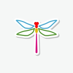 Dragon fly sticker icon isolated on gray background