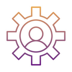 gear machine work with human avatar gradient line style icon