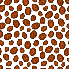 Seamless pattern of coffe in beans. Vector illustration