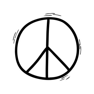 A Doodle-style peace sign isolated on a white background. Symbol of peace. Vector illustration.