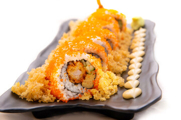 Japanese colorful Tempura roll on plate