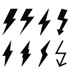 Vector set lightning bolt. Thunderbolt, lightning strike sign.