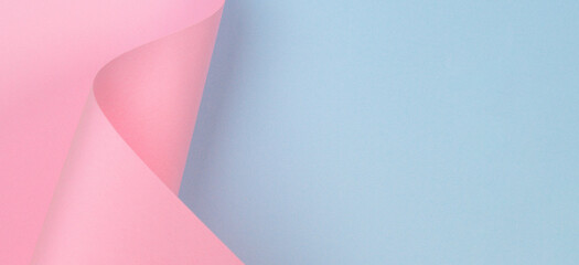 Abstract geometric shape pastel pink and blue color paper banner background