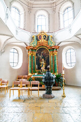 interior view of the St. Fridolin cathedral in Bad Saeckingen with the chapel