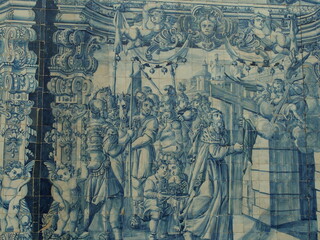 Kachelwand in der Klosterkirche des Convento de Santa Cruz in Coimbra Portugal