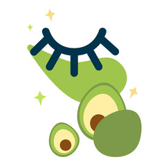 illustration with cosmetic patches for eyes. natural skin care based on avocado. mask for the skin around the eyes. Modern design for packaging, paper, fabric