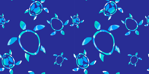 seamless pattern with tropical blue turtles. texture effect. Marine theme. for packaging, paper, fabric. print for clothes