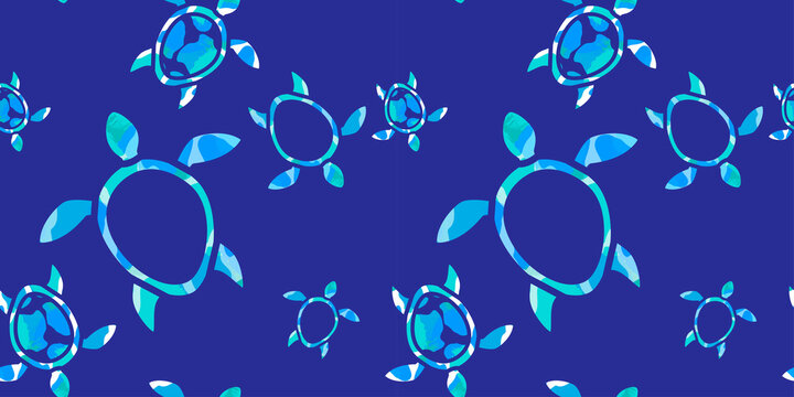 seamless pattern with tropical blue turtles. texture effect. Marine theme. for packaging, paper, fabric. print for clothes