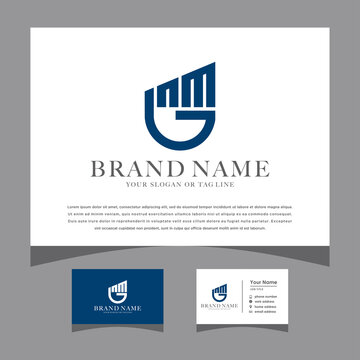 initials GNM logo with a business card vector