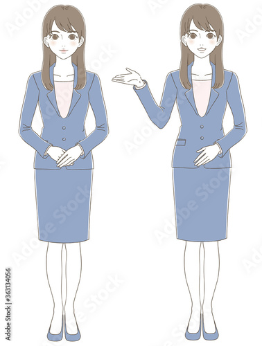手描き風 スーツを着た女性のビジネス全身イラストセット Wall Mural 美咲 吉井