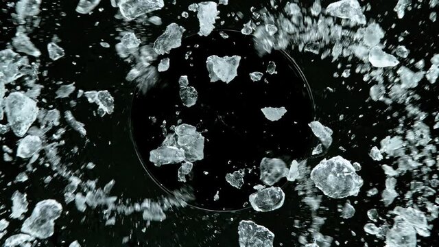 Super Slow Motion Shot of Exploding Crushed Ice Towards Camera at 1000fps.