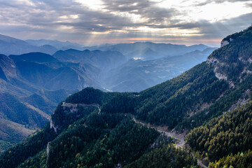 View from the trail to the top of the mountain (Hiking at the Massif of Pedraforca) © zkcristian