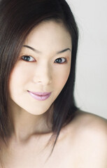 Naklejka premium Studio shot of a lady with long hair