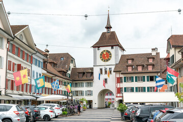 historic old town of Willisau in canton Lucerne with city gate