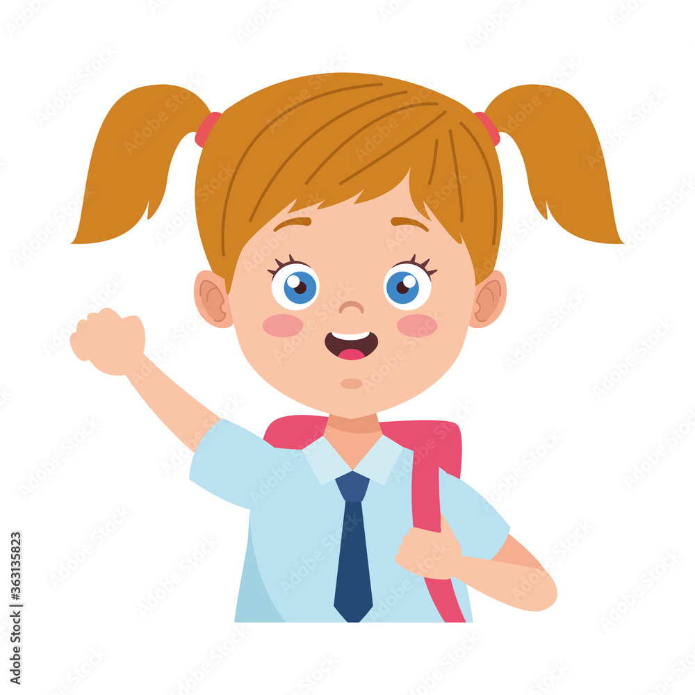 Canvas Prints little student girl with uniform character