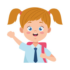 little student girl with uniform character
