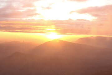 
Sunrise in the new year Located in Phu Ruea, Loei Province, Thailand. The weather is cold, cloudy and very beautiful.