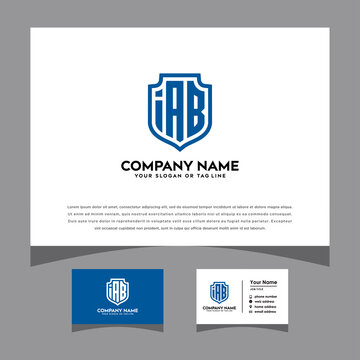 initials iAb logo letters shielding pattern with a business card vector