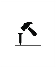 hammer with nail icon,vector best flat icon.