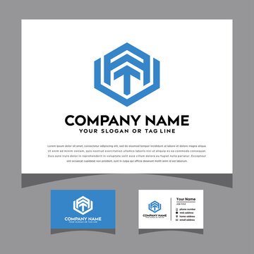 initials avt logo with a business card vector