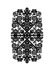 Traditional Latvian Sign Ornament. Black on White Vector Design