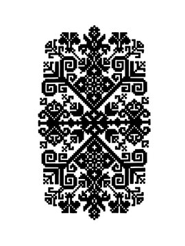 Traditional Latvian Sign Ornament. Black on White Vector Design