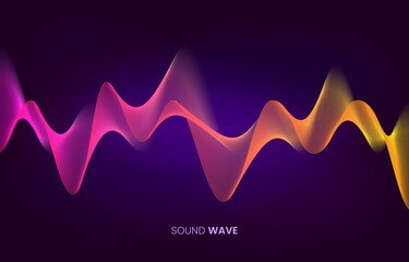 Vector sound wave flow. Voice and sound recognition concept. Stock vector illustration in high-tech style.