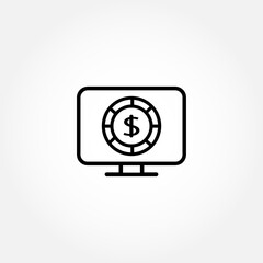 online casino vector line icon on white background