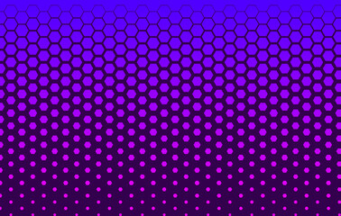 Halftone technology banner with hexagons