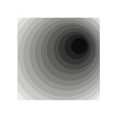 Abstract geometric background with concentric circles. Smooth transition from large light circle to small dark one. Effect of circular tunnel in perspective. Vector background with concentric elements