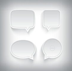 white paper speech bubbles set