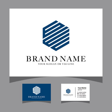 initials Gwc hexagon logo with a business card vector