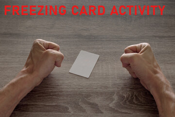 credit empty card and hands clenched into a fist. something went wrong with finances, concept with...
