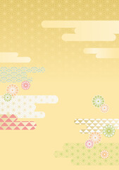 和風 和柄 かわいい 背景 素材 金色 縦