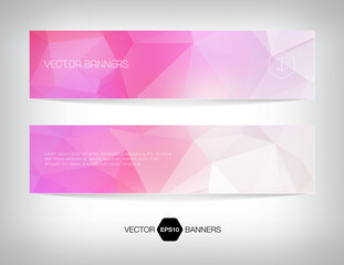 vector horizontal web banner, card design, with origami polygonal geometric background