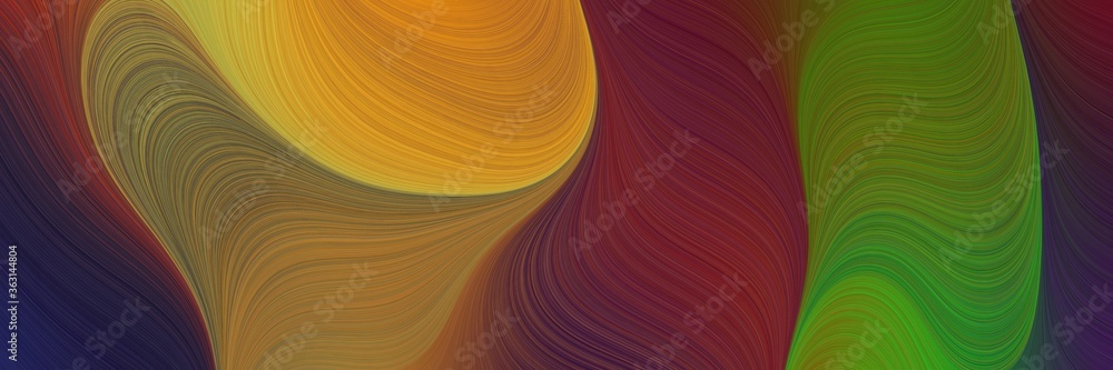 Poster abstract artistic art background with lines and dark olive green, bronze and very dark blue colors. 