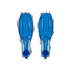 Vector illustration of flippers, hand drawn cartoon icon, isolated