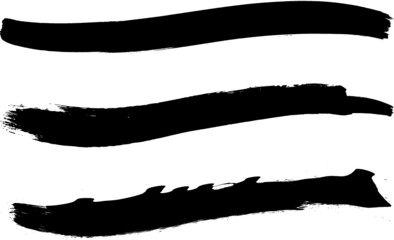 Grunge Paint Roller . Vector brush Stroke . Distressed banner . Black stripes isolated. paintbrush collection . Modern Textured shape . Dry border in Black . Bulge lines