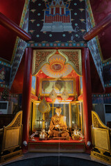 Bangkok,Thailand- 5 July 2020 :Wat Intharawihan or Wat Intharavihan is a Third Class Royal Wat located in the Phra Nakhon District of Bangkok, Thailand. It is noted for its 32 metres high standing.