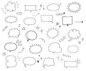 手書きの吹き出しのセット／イラスト／ふきだし／シンプル