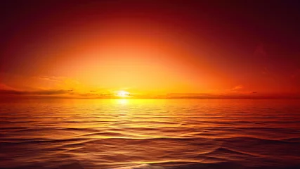 Fototapeten Sonnenunterganghimmel am Ozeanhintergrund © magann