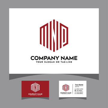 initials mnp logo with a business card vector