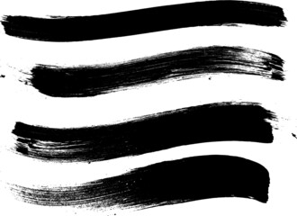 Grunge Paint Roller . Vector brush Stroke . Distressed banner . Black stripes isolated. paintbrush collection . Modern Textured shape . Dry border in Black . Bulge lines