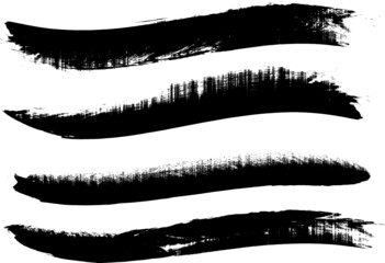Fototapeta premium Grunge Paint Roller . Vector brush Stroke . Distressed banner . Black stripes isolated. paintbrush collection . Modern Textured shape . Dry border in Black . Bulge lines