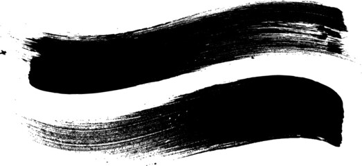 Grunge Paint Roller . Vector brush Stroke . Distressed banner . Black stripes isolated. paintbrush collection . Modern Textured shape . Dry border in Black . Bulge lines
