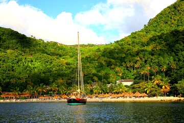 Wooden boat in the bay