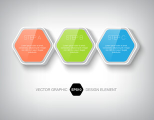 vector 3d hexagons, colorful infographic, set of badges, banner sequence